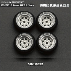 1:64 Scale Static Model Car for Modification Assembly Style All Metal Wheel Hub