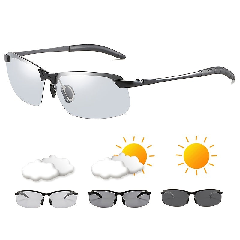 Photochromic Driving Fishing Sunglasses Men Night Vision Decorative Glasses