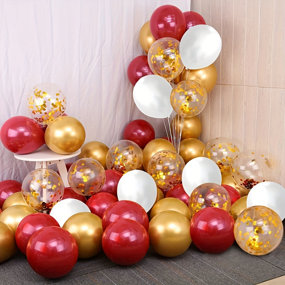 90pcs Red & Golden Balloon Kit for Party Decor