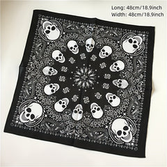 Hip Hop Skull Print Bandana Vintage Square Scarf Head Wraps Causal Neckerchief