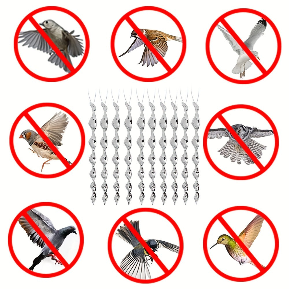 10pcs Outdoor Spiral Reflective Bird Repeller Stick Garden Fruit Tree