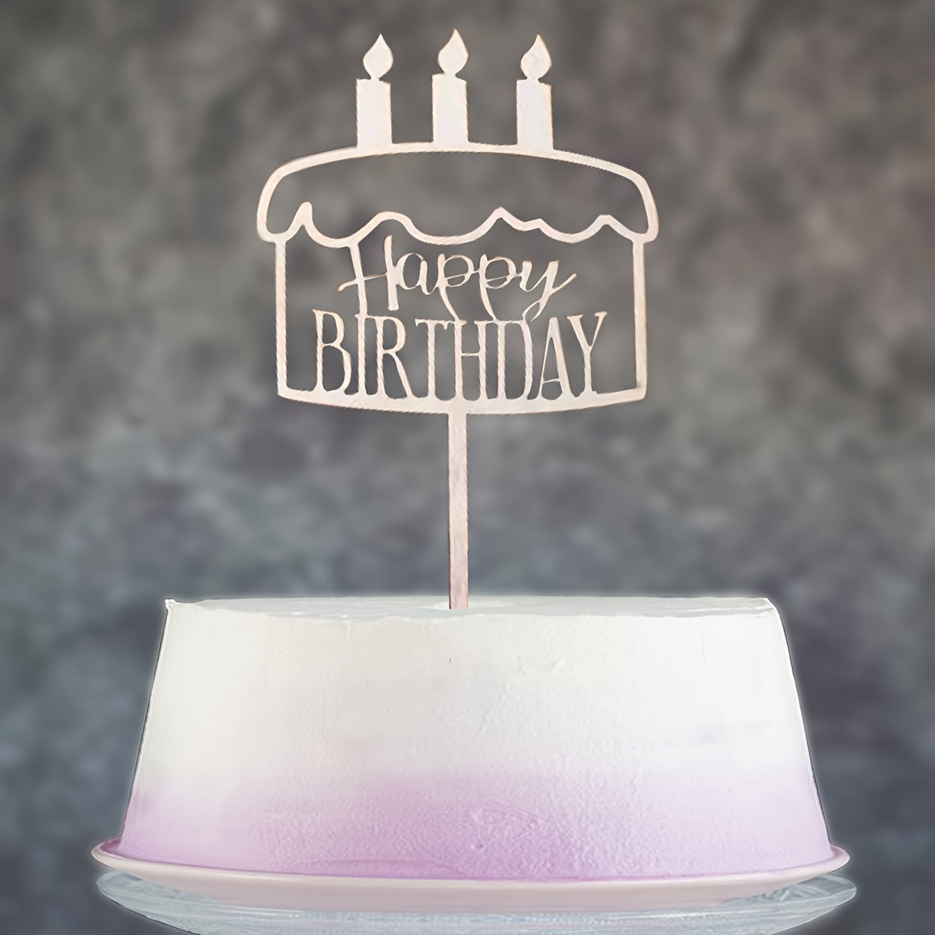 Wooden Happy Birthday Cake Candle Topper Dessert Table Decoration