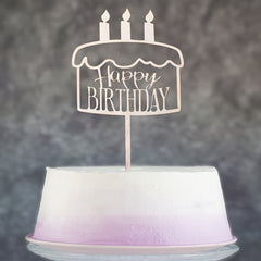 Wooden Happy Birthday Cake Candle Topper Dessert Table Decoration