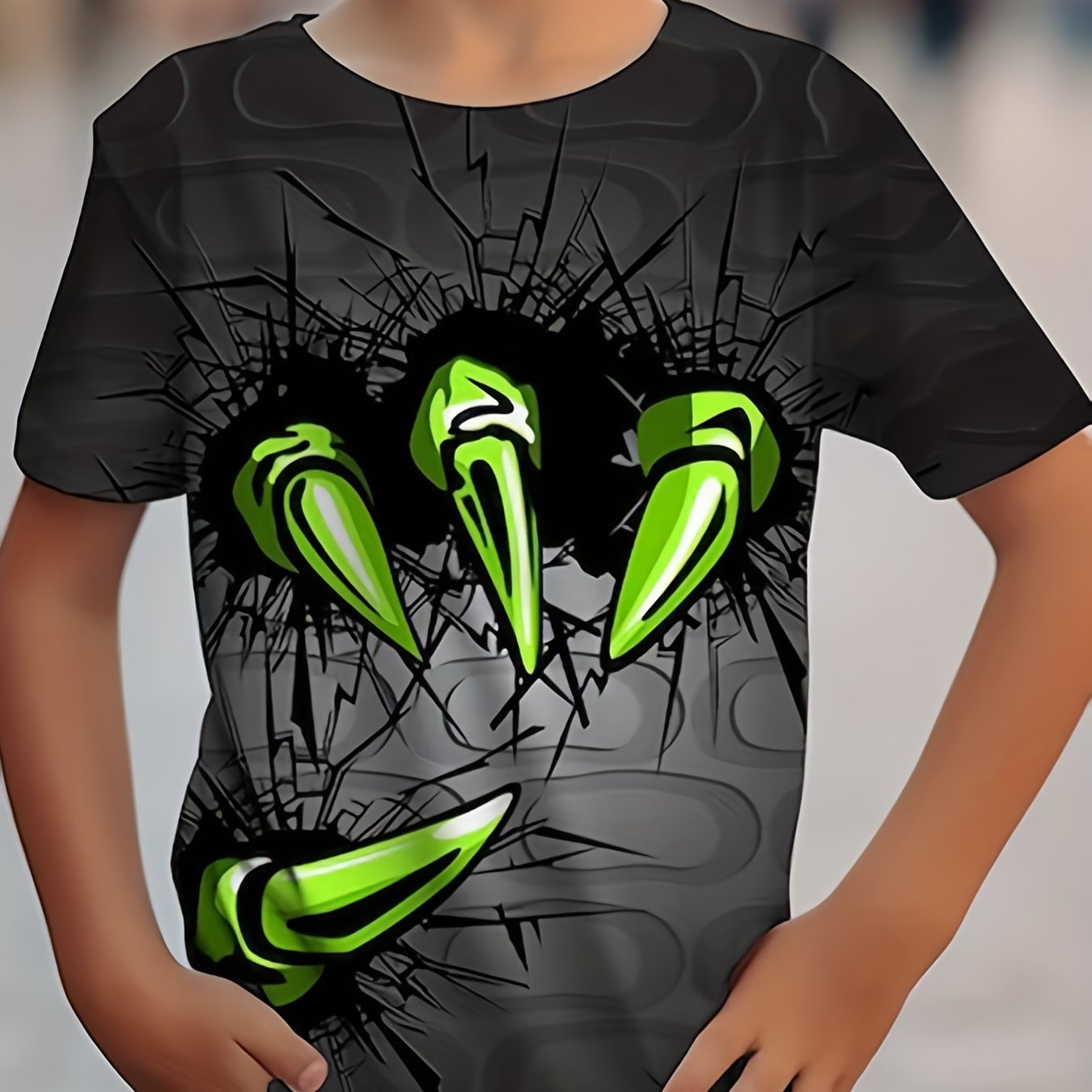 Boys' 3D Claw Graphic T Shirt Breathable Stretchy Tee for Summer Fun