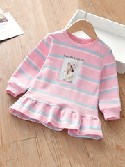 Girls' Striped Graph Print Longline Sweatshirt Pullover