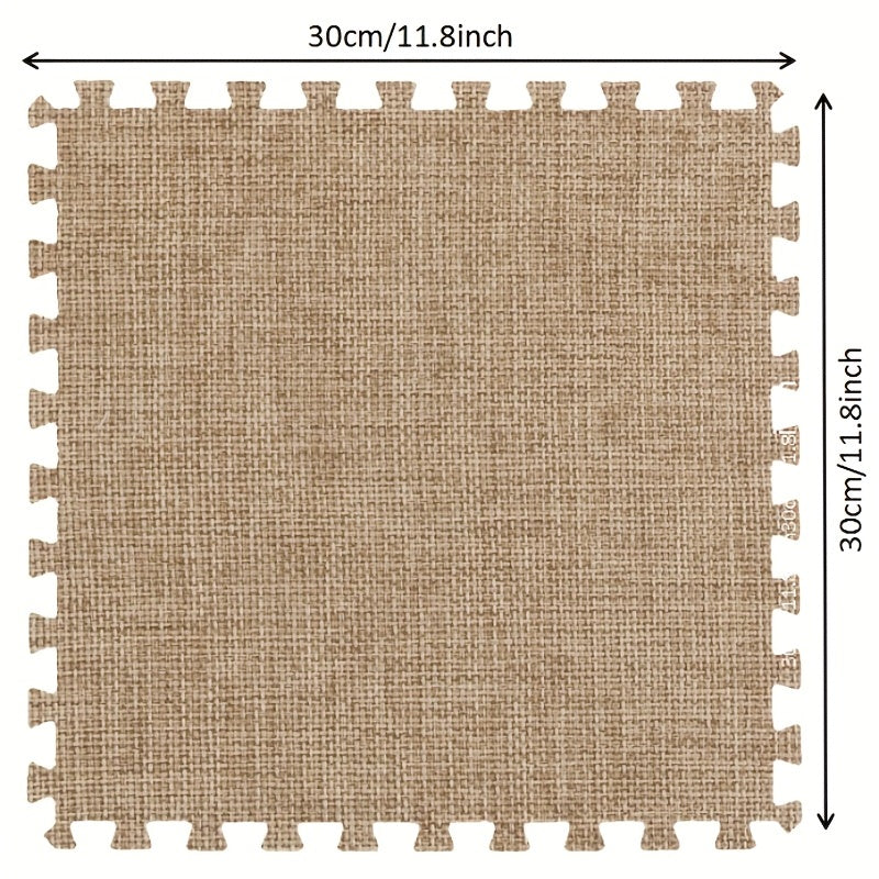 6pcs Linen Floor Mat Bay Window Mat Seat Mat Square Interlocking Carpet