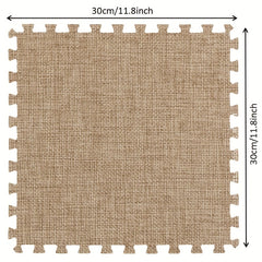 6pcs Linen Floor Mat Bay Window Mat Seat Mat Square Interlocking Carpet