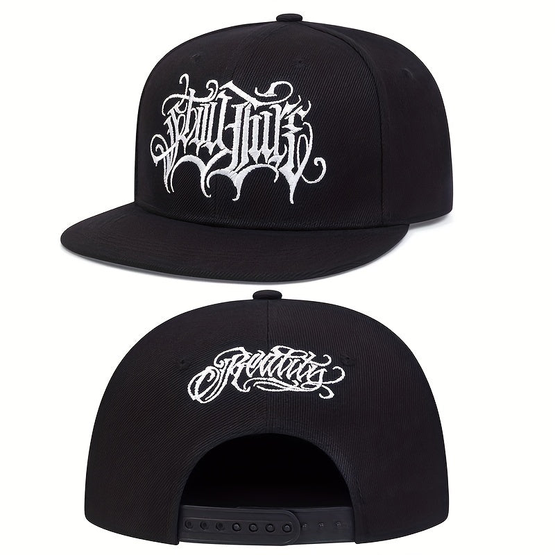 Men's Embroidered Flat Brim Hat for Outdoor Sports