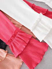 Baby Thick Ribbed Knit Flared Leg Trousers