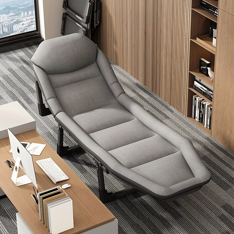 Outdoor Folding Bed with Side Pocket & Blanket for Office Nap