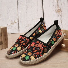 Women's Christmas Reindeer Pattern Flats Slip On Shoes