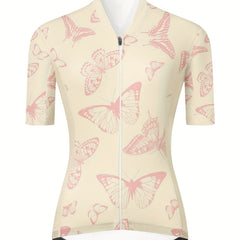 Women's Butterfly Print Cycling Jersey Slim Fit