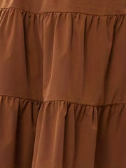 Ruched Elastic Waist Midi Skirt for Women