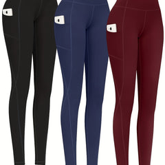3 Pack Plus Size Sports Leggings High Rise Stretch Leggings Set