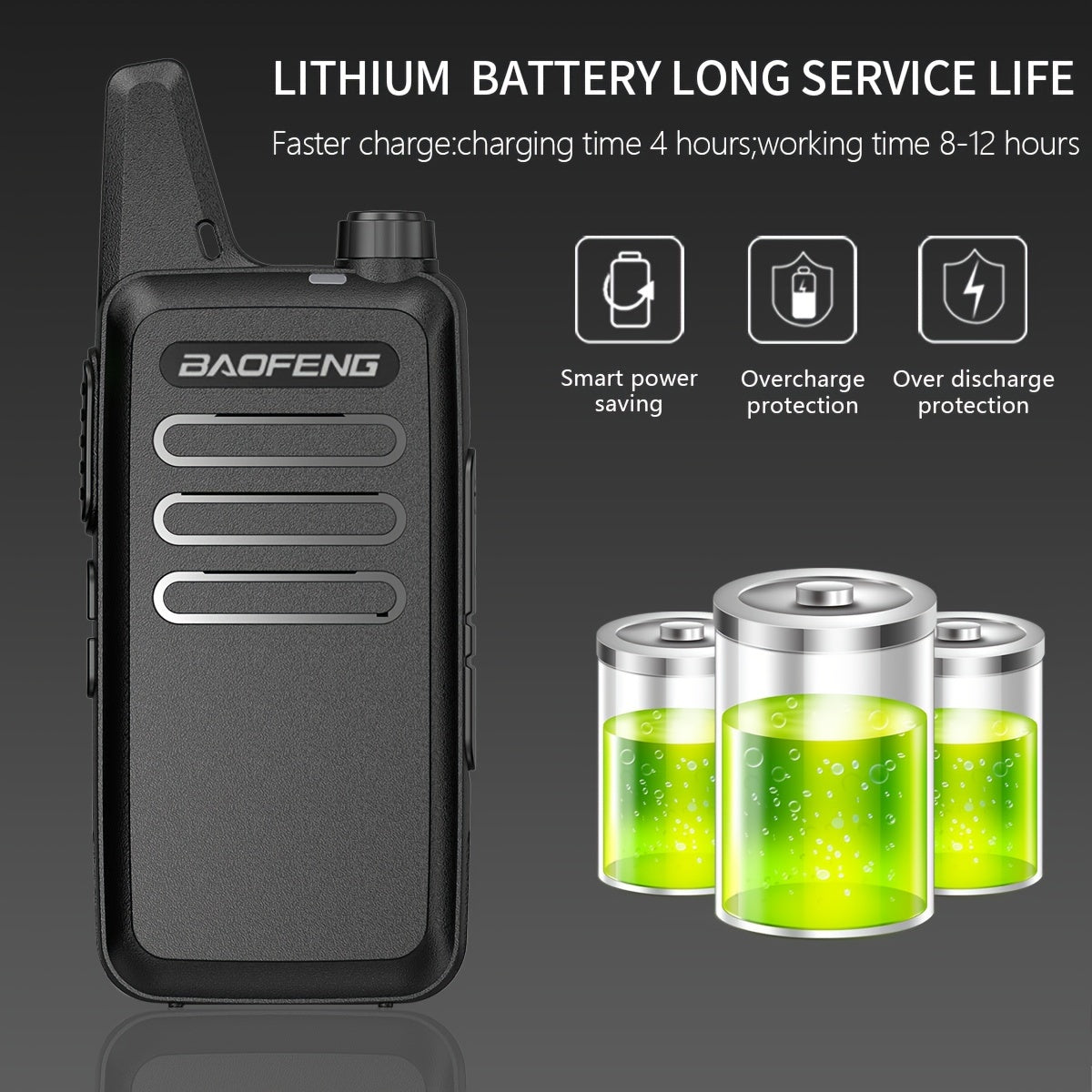 2pcs BF T20 Walkie Talkies USB Charging for Home School Restaurant Outdoor Use