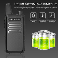 2pcs BF T20 Walkie Talkies USB Charging for Home School Restaurant Outdoor Use