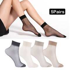 5 Pairs Sheer Nylon Ankle Short Socks