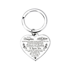Stainless Steel Heart Pendant Keychain for Daughter and Son