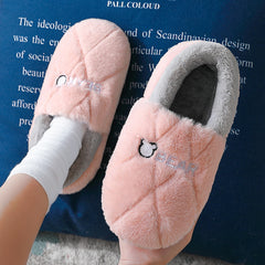 Men's Cartoon Bear Warm Cotton Lining Slippers Fuzzy Comfy Home Shoes