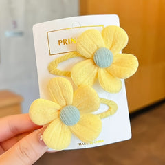 2pcs Girls Fabric Flower Hair Clips Kids Hair Accessories