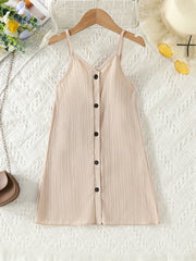 Girls' V-Neck Button Cami Dress