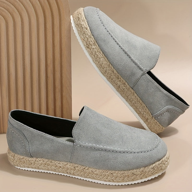 Women's Solid Flat Loafers Slip On Espadrille Shoes Lightweight & Comfortable