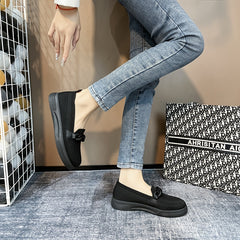 Platform Chain Slip-On Loafers Solid Round Toe Shoes