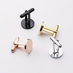 Round Titanium Steel Cufflinks Mirror Finish