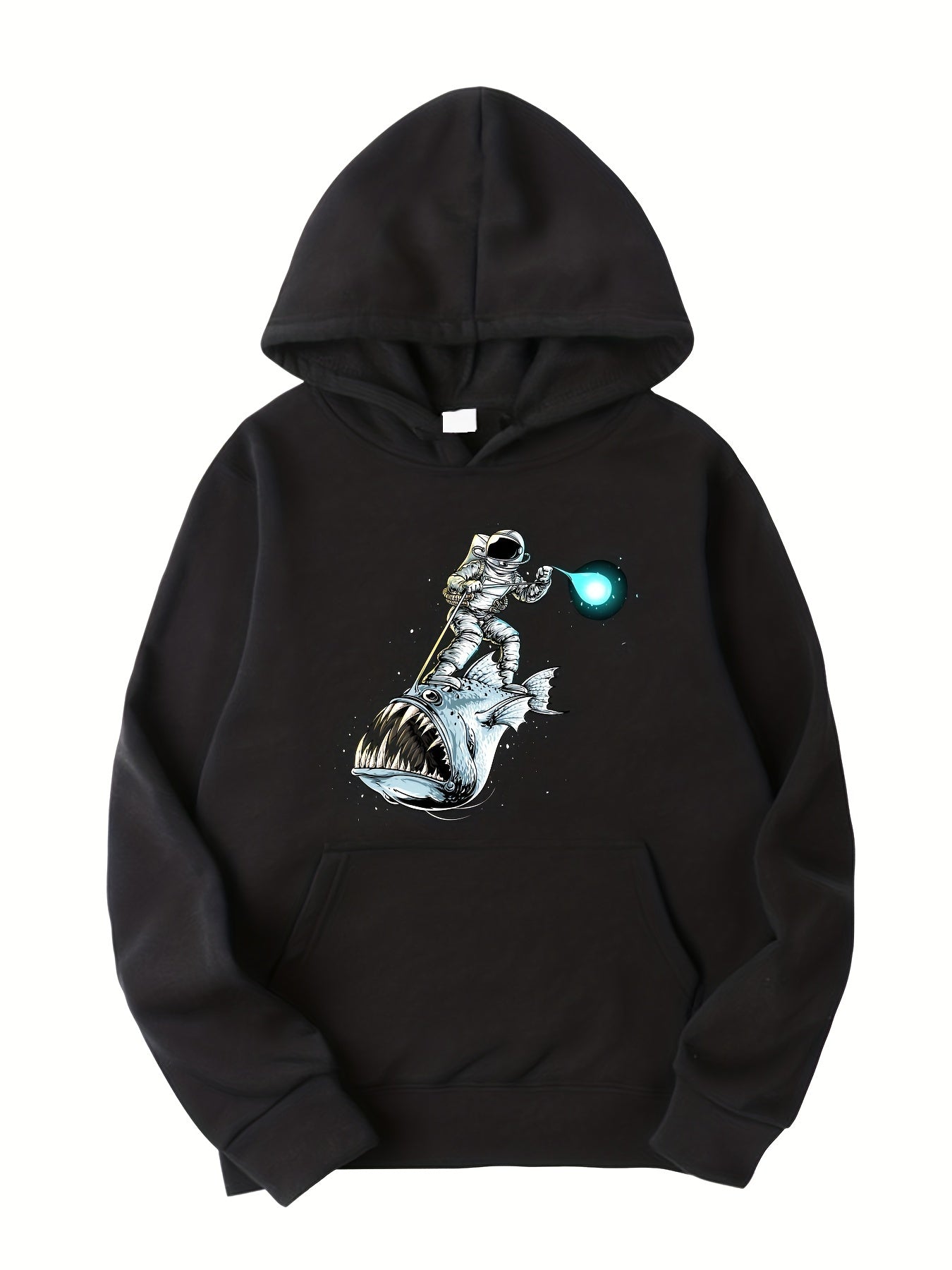 Space Fish Print Boys Hooded Sweatshirt
