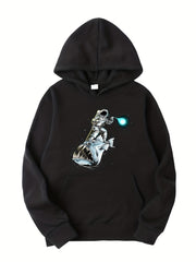 Space Fish Print Boys Hooded Sweatshirt