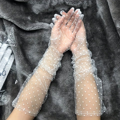 Polka Dot Loose Gloves Long Transparent Thin Breathable