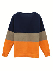 V Neck Slit Sweater Long Sleeve Women's Pullover