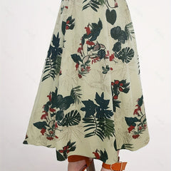 Plus Tropical Print Maxi Skirt With Pockets