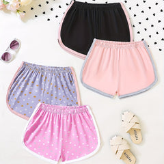 4pcs Girls' Active Shorts Athletic Fit Dry Fit Dolphin Gym Shorts Set