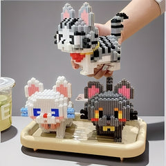 1866pcs Cartoon Cat Building Block Set DIY Toy for Adults and Teens