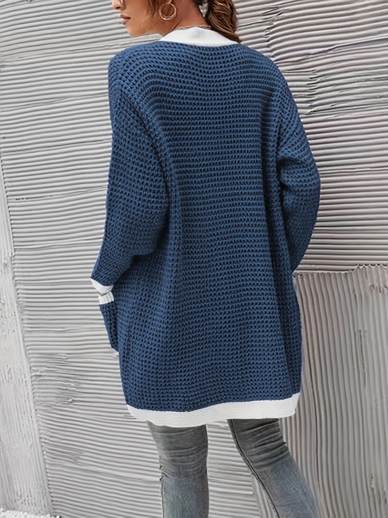 Colorblock Long Sleeve Open Front Cardigan