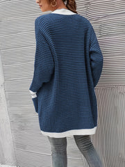 Colorblock Long Sleeve Open Front Cardigan