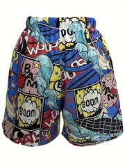 Quick Drying Comics Pattern Swim Trunks Men's Board Shorts Swimwear