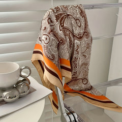 Vintage Square Scarf Paisley Print Satin Shawl Bandana Boho Head Wrap