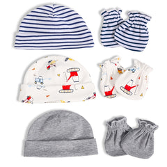 Baby Cartoon Beanie Cap & Mittens Set for Autumn and Spring