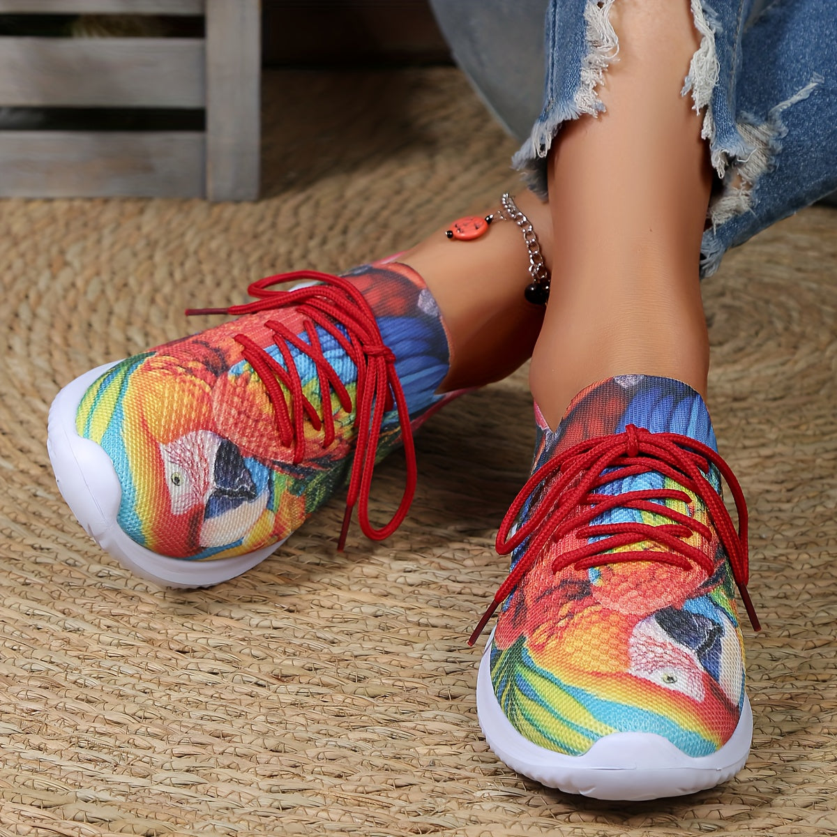 Women's Carp Print Walking Shoes Lightweight Low Top Sport Flat Shoes