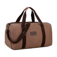 Solid Canvas Travel Bag Telescoping Handle Duffel Bag