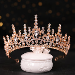 Baroque Crystal Golden Metal Bridal Crown