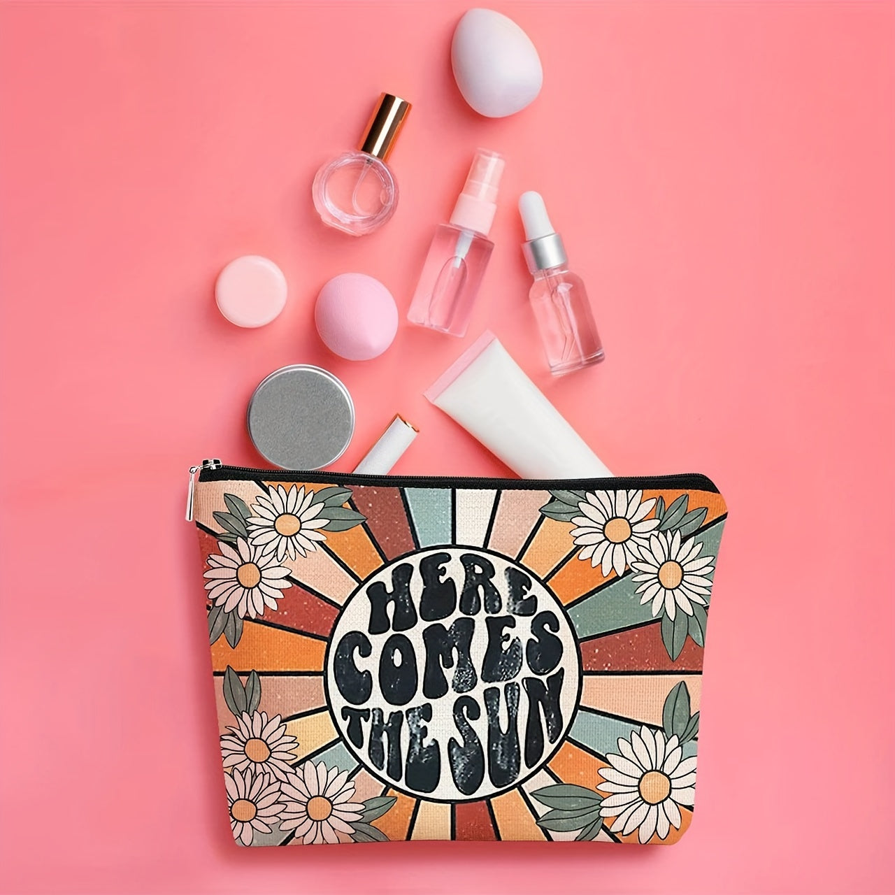 Sunshine Makeup Bag for Women, Inspirational Gift, Small Travel Wash Bag