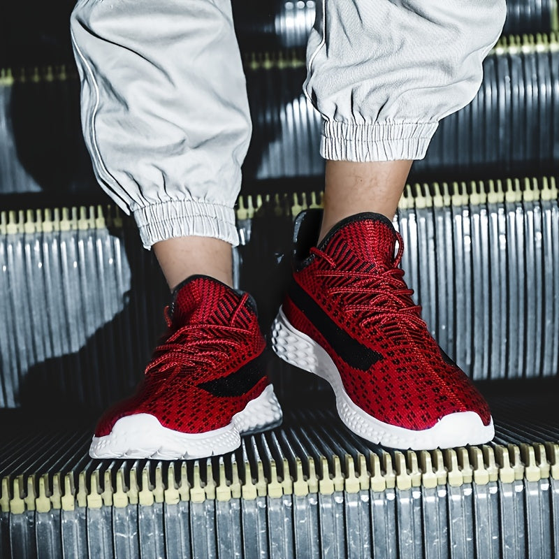 Men's Striped Mesh Running Shoes - Lightweight and Breathable