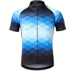 Men's Cycling Jersey Gradient Geometric Graphic Short Sleeves Shirt