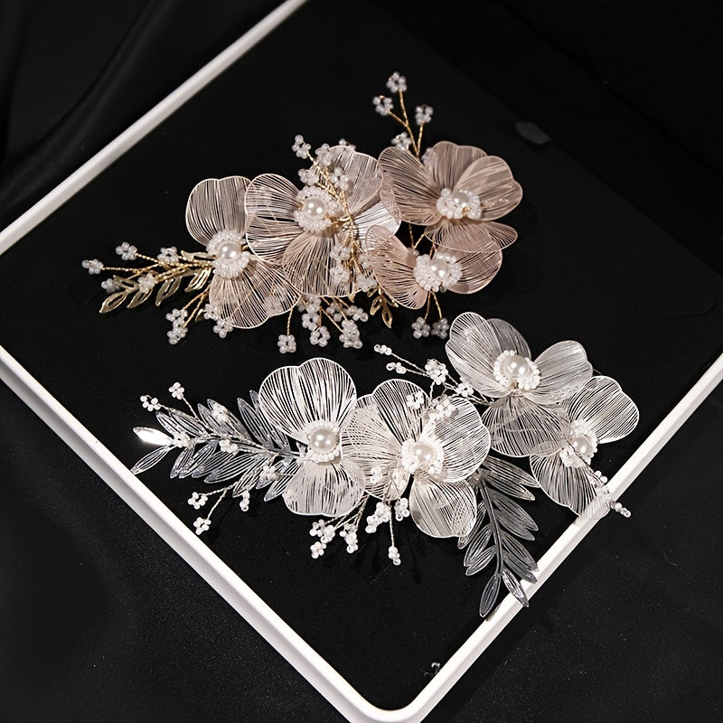 Faux Pearl Flower Wedding Hairband for Women