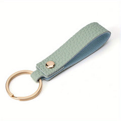 Pebbled Leather Bag Key Chain Keyring for Men