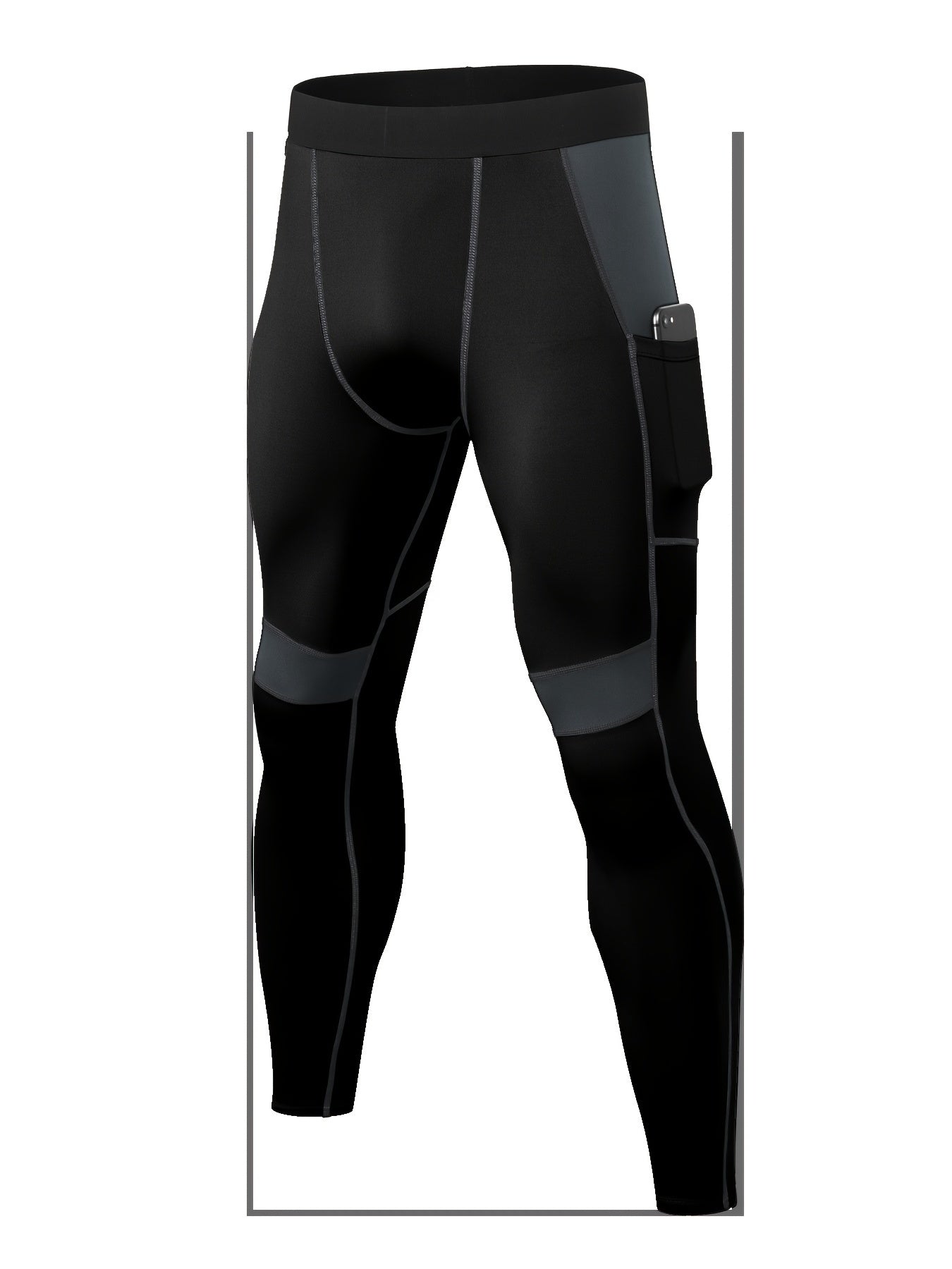 Men's High Stretch Tight Long Compression Pants With Side Pocket