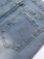 Yellow Green Mid Stretch Denim Shorts Men's Casual Street Style